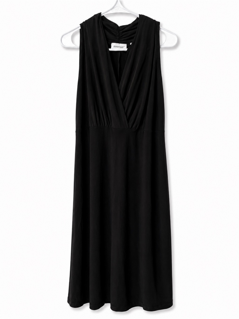 Avenue Black Draped V-Neck Maxi Dress